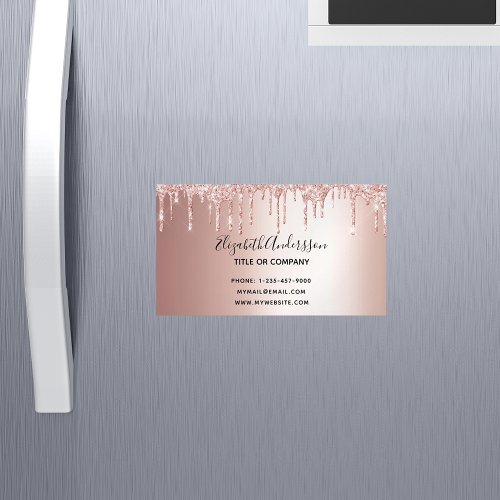 Rose gold glitter metallic elegant business business card magnet