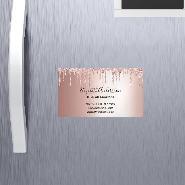 Rose gold glitter metallic elegant business card magnet (Creator Uploaded)