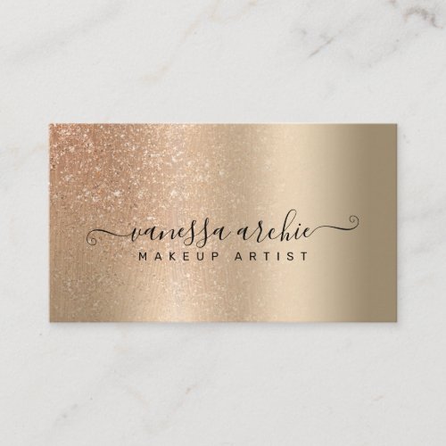 Rose Gold Glitter Metallic Gold Foil  Business Card
