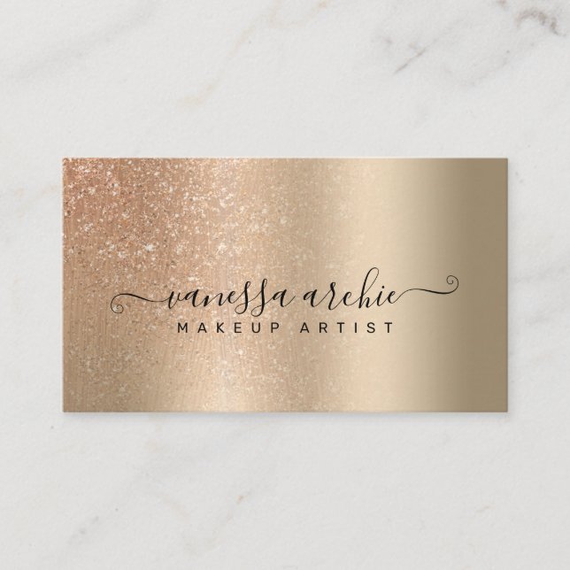Rose Gold Glitter Metallic Gold Foil  Business Card (Front)