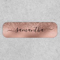 Rose Gold Glitter Metallic Handwritten Monogram Patch