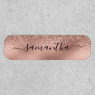 Rose Gold Glitter Metallic Handwritten Monogram Patch