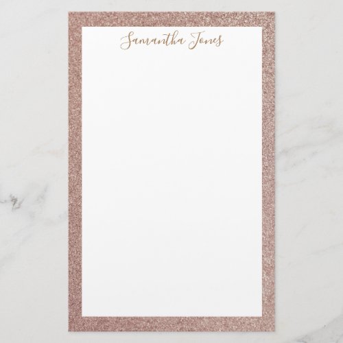 Rose Gold Glitter Metallic  Personalized Stationery