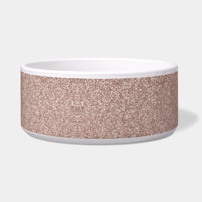 Rose Gold Glitter Metallic Pretty Girly Sparkly Bowl (Front)