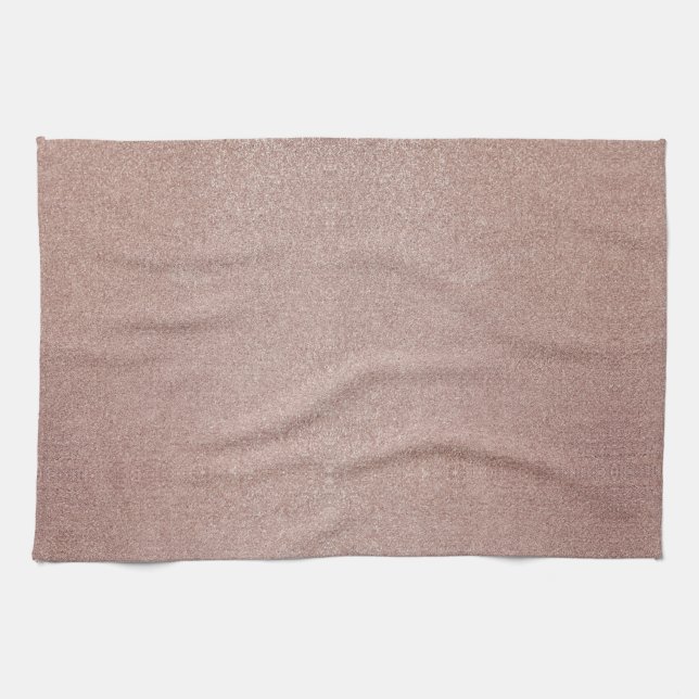Rose Gold Glitter Metallic Pretty Girly Sparkly Kitchen Towel (Horizontal)