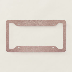 Rose Gold Glitter Metallic Pretty Girly Sparkly License Plate Frame