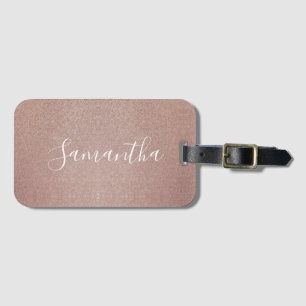 Rose Gold Glitter Metallic Pretty Girly Sparkly Luggage Tag