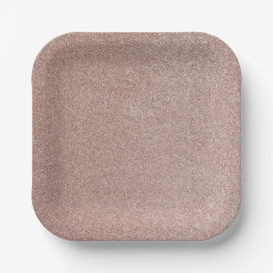 Rose Gold Glitter Metallic Pretty Girly Sparkly Paper Plates