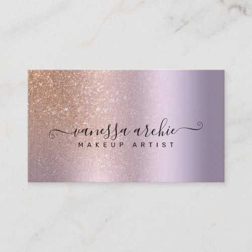 Rose Gold Glitter Metallic Purple Lavender Foil Business Card