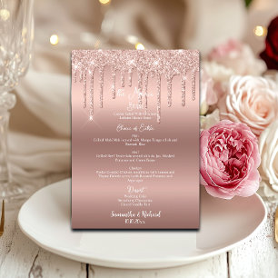 Rose Gold Glitter Metallic Shine 5x7" Wedding Menu