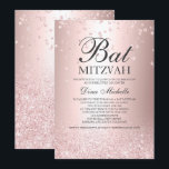 rose gold glitter metallic sparkle Bat Mitzvah Invitation<br><div class="desc">Celebrate your Bat Mitzvah with this elegant modern,  stylish makeup artist business card typography with elegant modern sparkly rose gold glitter confetti and rose gold glitter ombre gradient with rose gold metallic texture and a modern typography, </div>