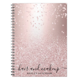 rose gold glitter metallic sparkle confetti foil notebook