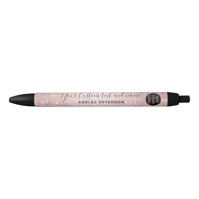rose gold glitter metallic sparkle confetti name pen (Front)