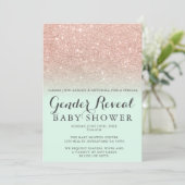 Rose gold glitter mint green gender reveal baby invitation (Standing Front)