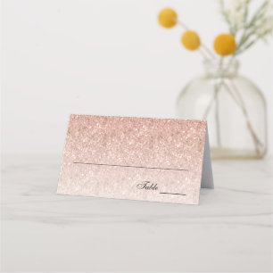 Rose Gold Glitter Modern Bat Mitzvah Place Card