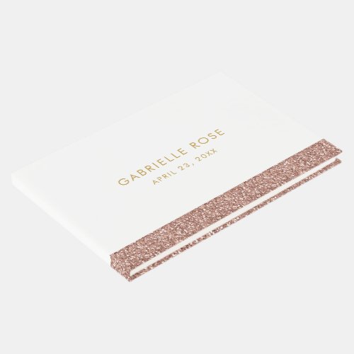 Rose Gold Glitter Modern Birthday Mitzvah Shower Guest Book