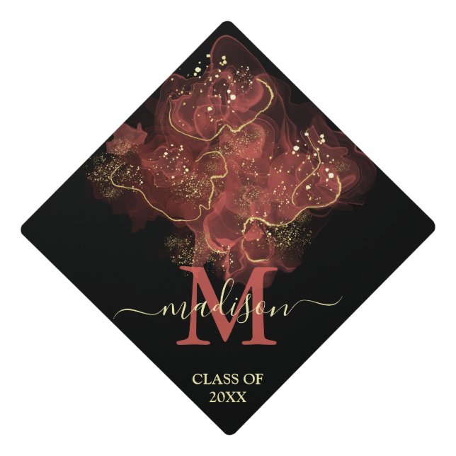 rose gold glitter modern chic typography graduate  graduation cap topper (Front)