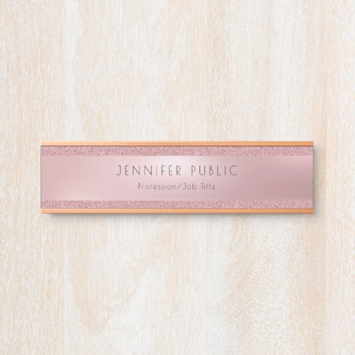 Rose Gold Glitter Modern Classy Professional Door Sign
