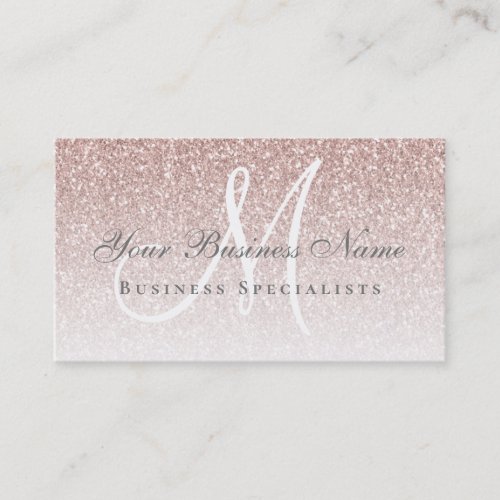 Rose Gold Glitter Modern Elegance Monogram Business Card