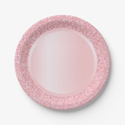 Rose Gold Glitter Modern Pink Template Trendy Paper Plates