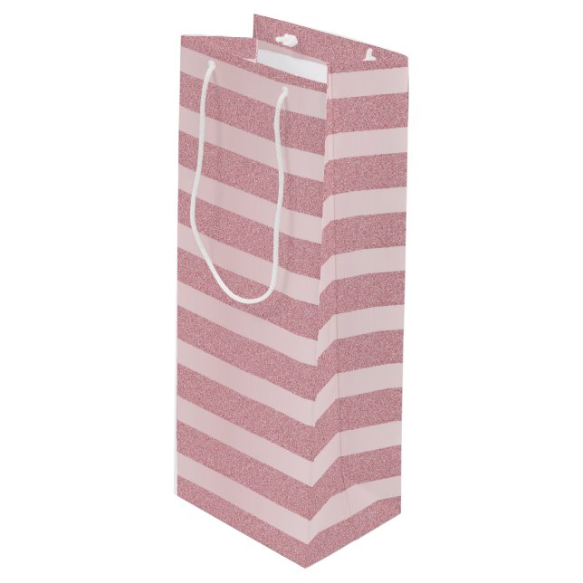 Rose Gold Glitter Modern Template Glamorous Wine Gift Bag (Front Angled)