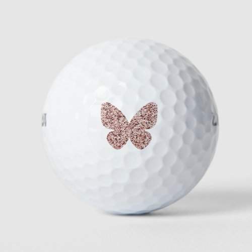 Rose Gold Glitter Monarch Clipart Cute Butterfly Golf Balls