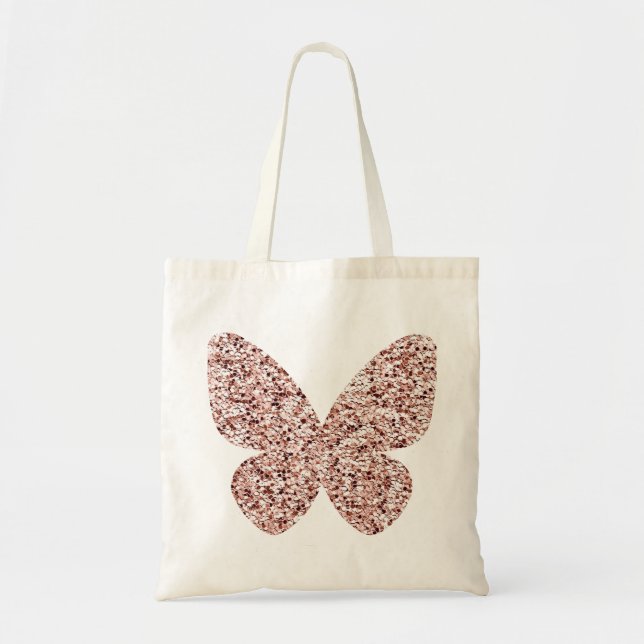 Rose Gold Glitter Monarch Clipart Cute Butterfly Tote Bag (Front)