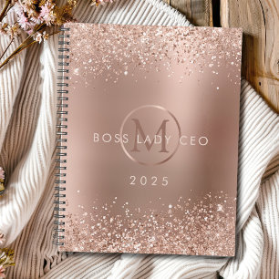 Rose Gold Glitter Monogram Boss Lady 2025 Planner