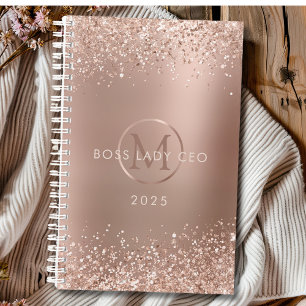 Rose Gold Glitter Monogram Boss Lady 2025 Planner