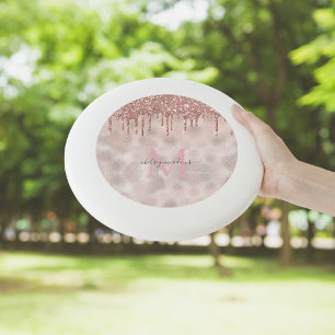 Rose Gold Glitter Monogram Calligraphy Script Name Wham-O Frisbee