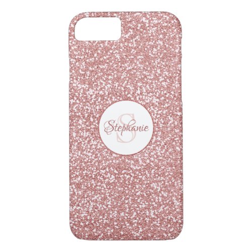 Rose Gold Glitter Monogram iPhone 87 Case