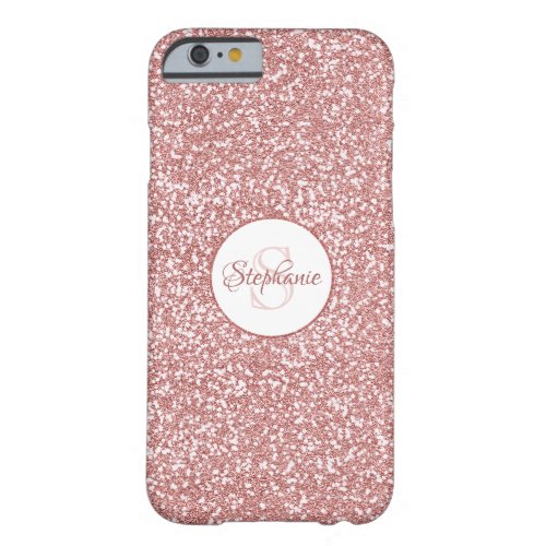 Rose Gold Glitter Monogram Barely There iPhone 6 Case