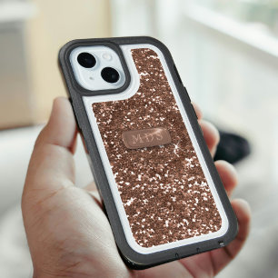 Rose Gold Glitter Monogram Faux Sparkle iPhone 15 Case