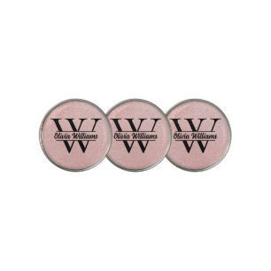 Rose Gold Glitter Monogram   Girly Modern Sparkle Golf Ball Marker
