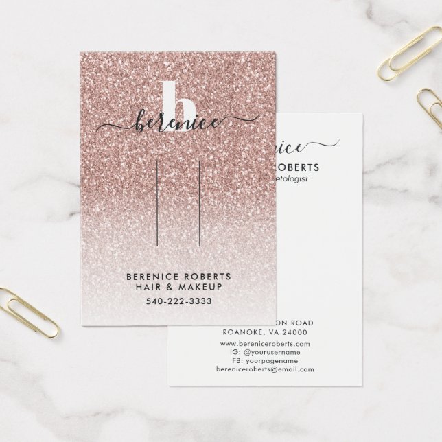 Rose Gold Glitter Monogram Hair Clip Display (Office)