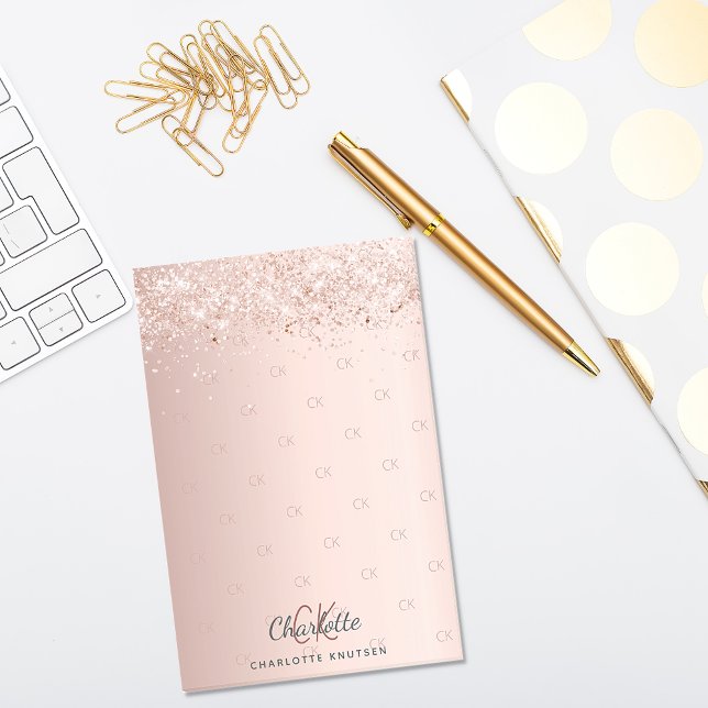 Rose gold glitter monogram initials post-it notes (Creator Uploaded)
