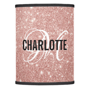 Rose gold glitter monogram name lamp shade