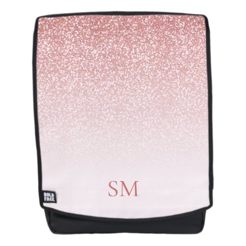 Rose Gold Glitter Monogram Personalized Backpack