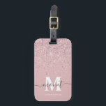 Rose Gold Glitter Monogram Stylish Script Name Luggage Tag<br><div class="desc">Rose Gold Glitter Monogram Stylish Script Name Luggage Tag. Edit using the design tool to adjust font size if necessary.</div>