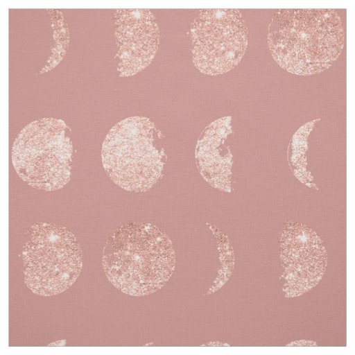 Rose Gold Glitter Moon Phases DIY By The Yard Fabric