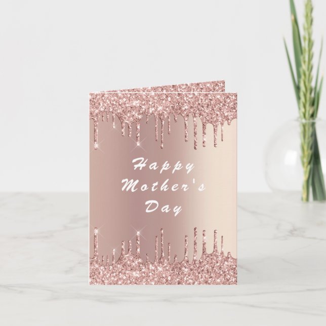 Rose Gold Glitter Mother's Day Card i Love You Mom (Front)
