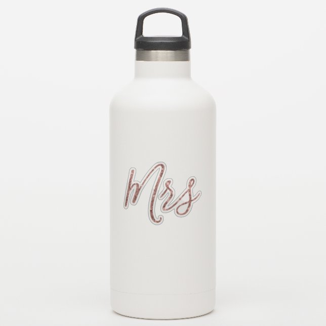 Rose Gold Glitter Mrs Vinyl Cut Out Sticker (Waterbottle)