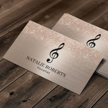 Rose Gold Glitter Music Vocalist Singer Songwriter Business Card by cardfactory at Zazzle