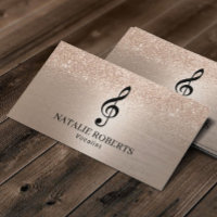 Rose Gold Glitter Music Vocalist Singer Songwriter Business Card