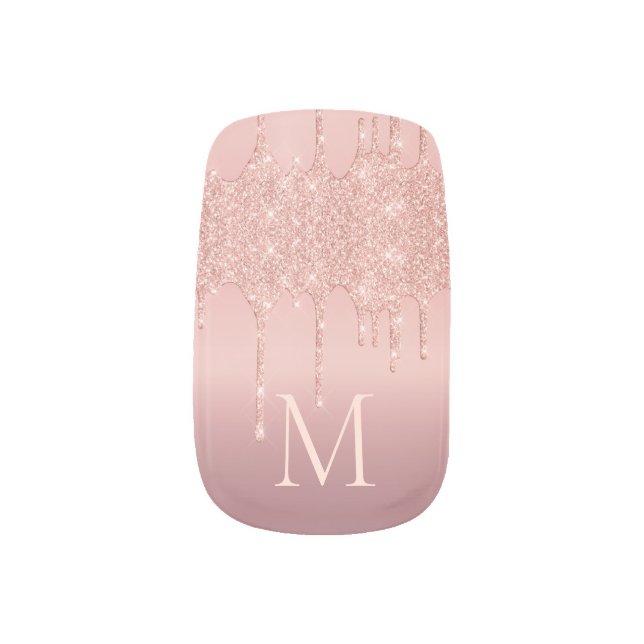 Rose Gold Glitter Nail Art Personalized Letter (Right Thumb)