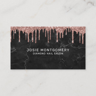 Rose Gold Glitter Nail Technician Business Card