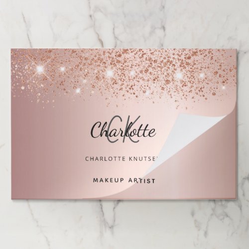 Rose gold glitter name business paper placemat