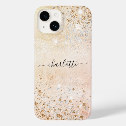 Rose gold glitter name Case_Mate iPhone 14 case