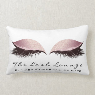 Rose Gold Glitter Name Makeup Lashes Beauty Lumbar Pillow