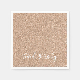 Rose Gold Glitter NAME & NAME Elegant Chic Wedding Napkins